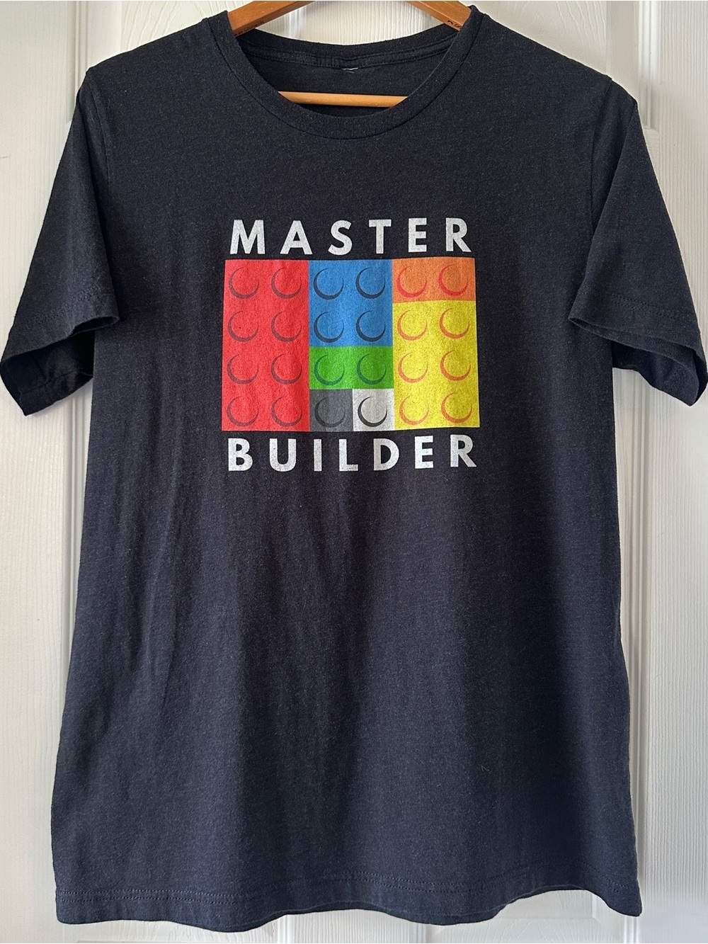 Master Builder Graphic Tee - Black with Red, Blue, Green, Yellow Blocks